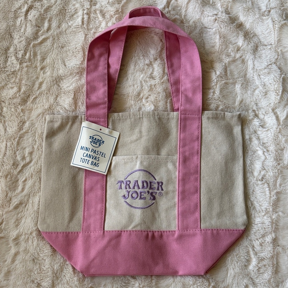 NWT in hand Trader Joe’s pastel mini tote pink